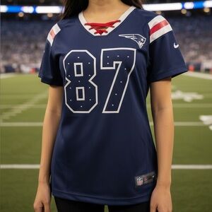 NFL Team Apparel Women's Rob Gronkowski 87 Lace-Up Sequence Fashion Jersey